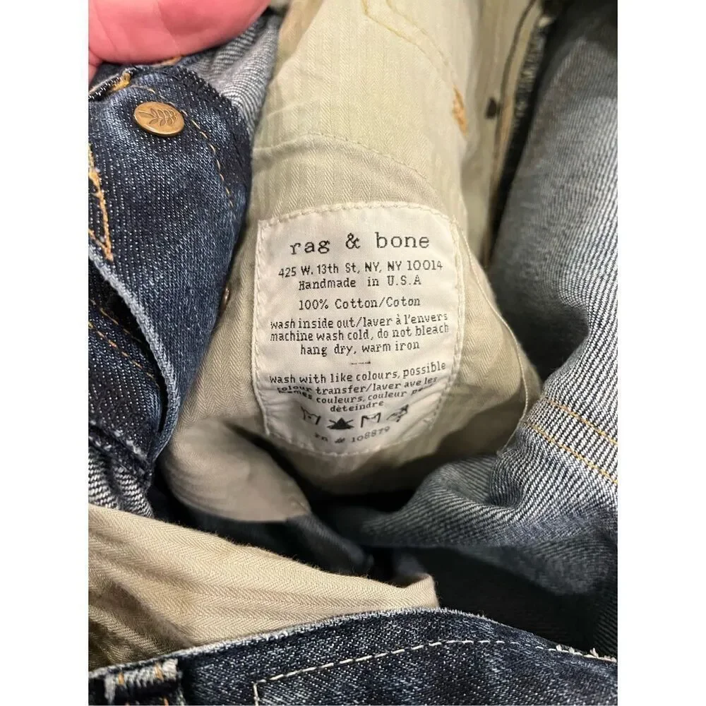 Rag & Bone RB 15X Slim Straight Tailored Workwear Button Fly Jeans sz 33